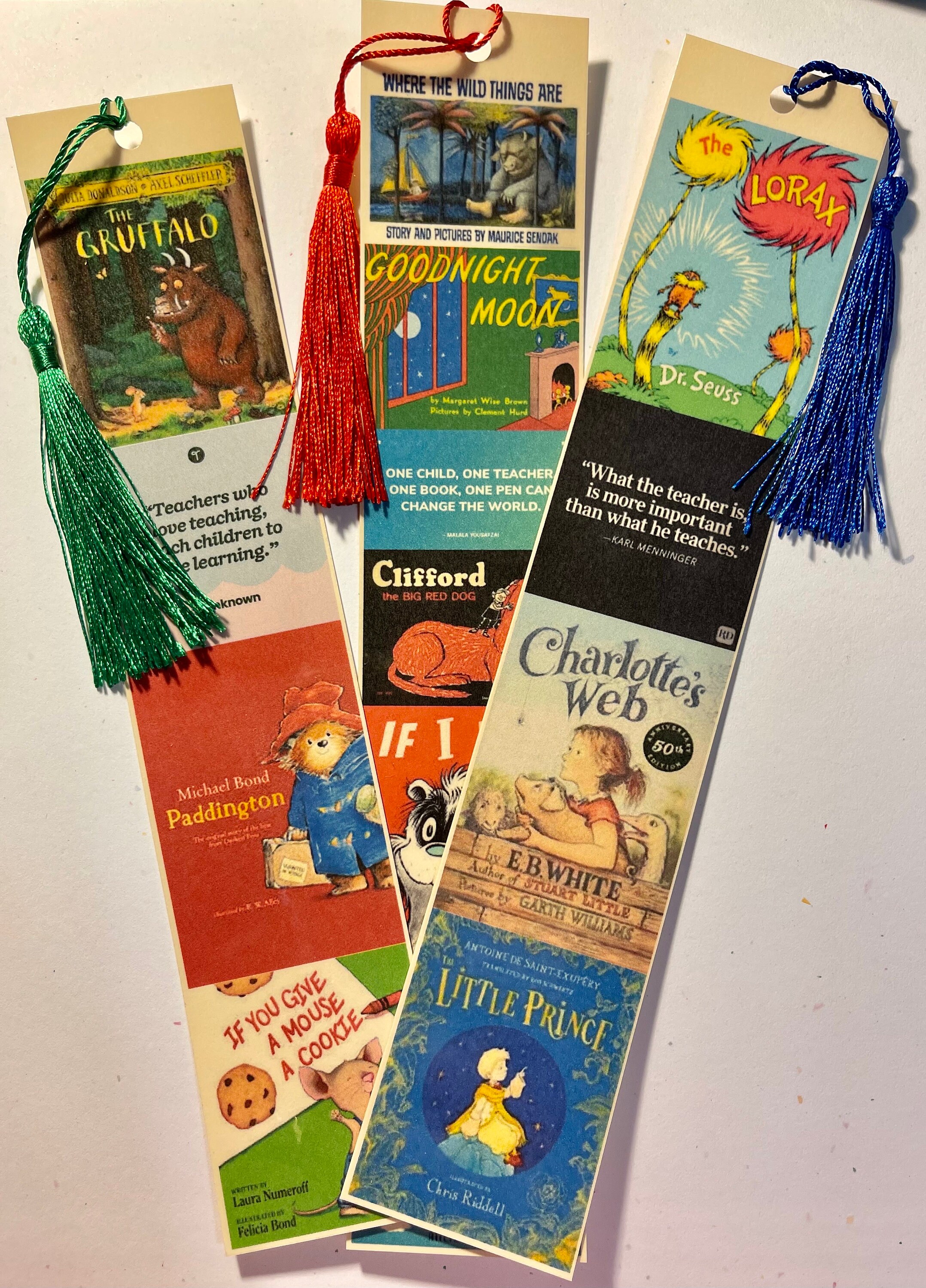 Teacher - Children's Books Collage-- Set of 3 Laminated Bookmarks - Etsy