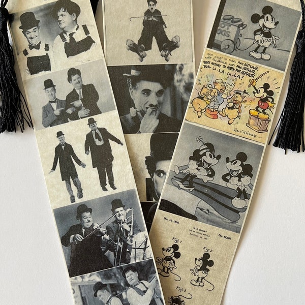 Sammlung der 1930er Jahre - mit Laurel und Hardy, Charlie Chaplin und Original Mickey - Set mit 3 Lesezeichen