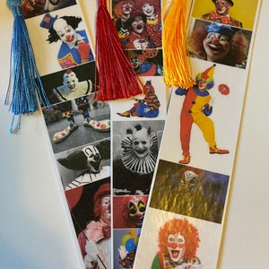 Clown collage - set of 3 -laminated bookmarks