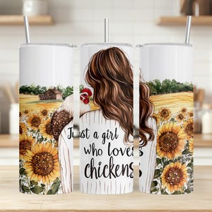 Seamless Just a Girl Who Loves Chickens Wrap 20 oz Skinny Tumbler Sublimation Design png Digital Download Instant Access - DIGITAL FILE ONLY