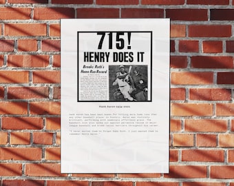 Hank Aaron poster, afdrukbare honkbal poster, Hank Aaron kunst, digitale kunst aan de muur, zwart-wit sport poster, print thuis muur decor