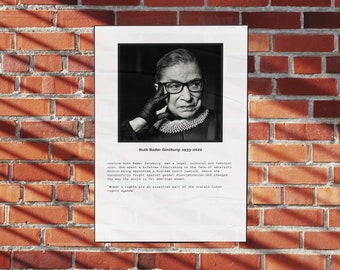 RBG Ruth Bader Ginsburg-poster | Beruchte RBG-print | Feministische muurkunst | Rechter van het Hooggerechtshof | Digitale download