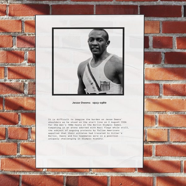 Jesse Owens Poster And Newspaper Article, Printable Sports Poster, Olympic Games Poster, History Art Print, Black History Month Gift