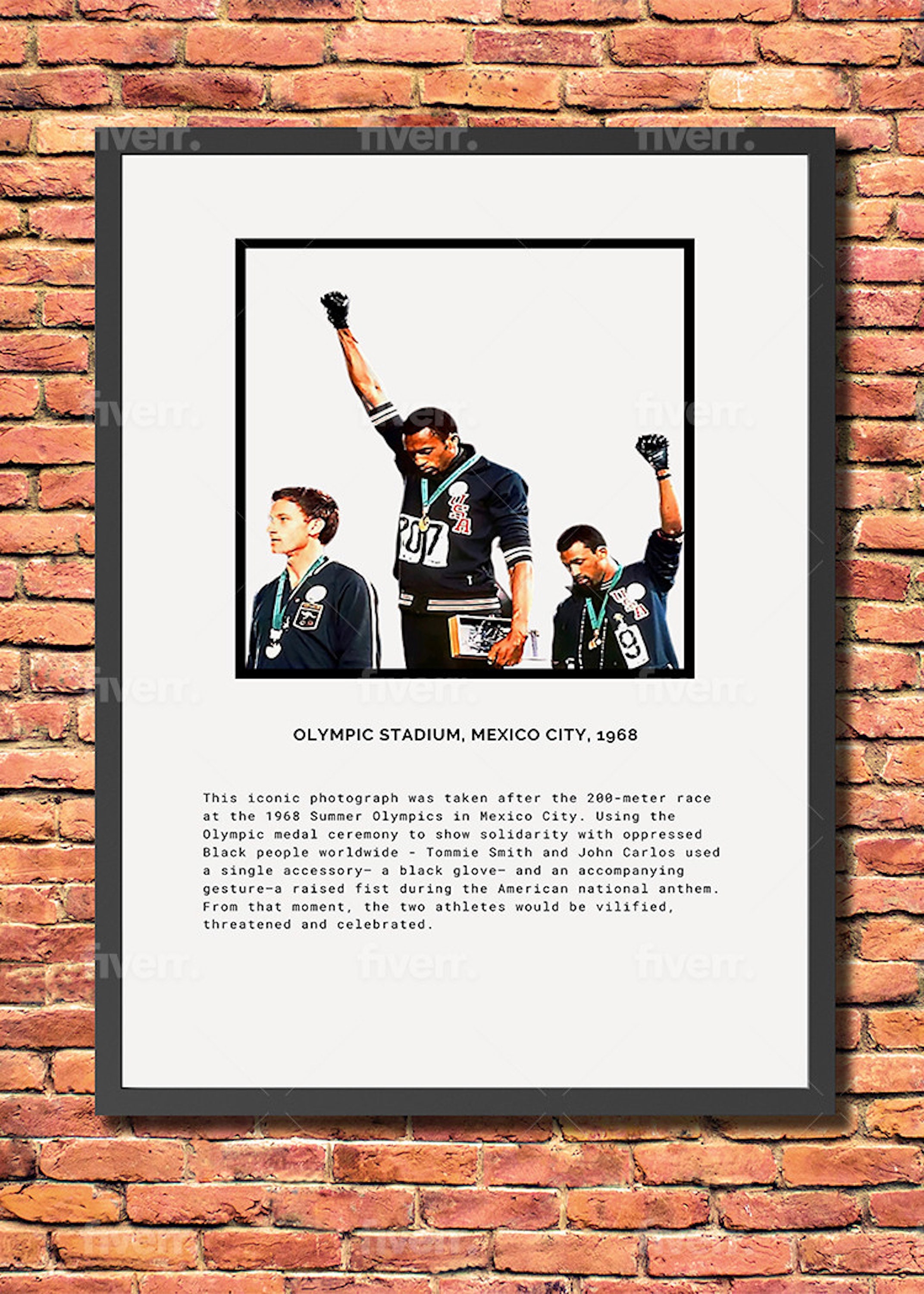 Olympische Spelen Black Power Salute 1968 | Tommie Smith John Carlos | Poster burgerrechten | Historische afdruk | Digitale download