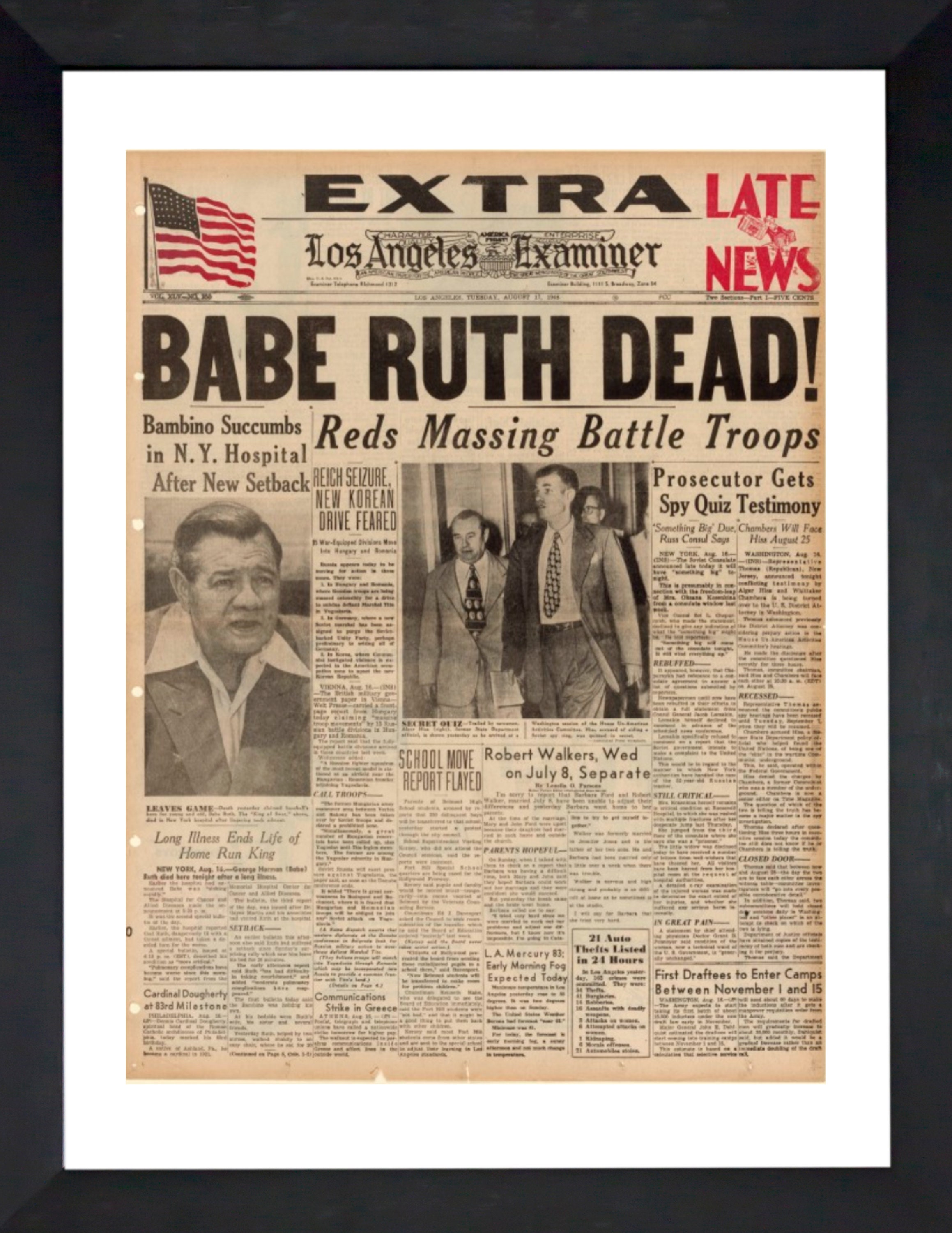 Babe Ruth Dies Set of 2 Printable Vintage Newspaper | Etsy