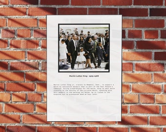 Martin Luther King geschiedenisposter, zwarte geschiedenismaand cadeau, minimalistische muurkunst, afdrukbare poster MLK, geschiedenis begrafenisposter