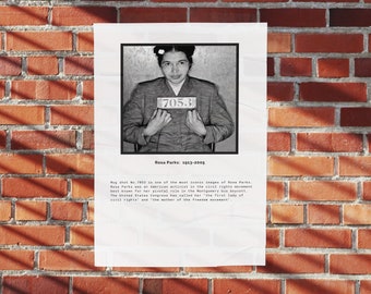 Rosa Parks-poster | Digitale download | Print burgerrechtenactivist | Black History Month-muurkunst | Direct downloaden | Klaslokaaldecoratie