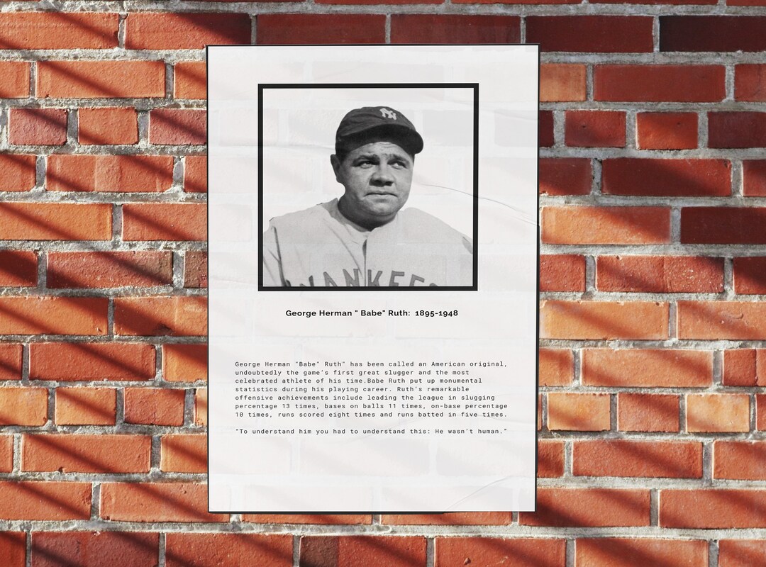 Babe Ruth Poster, Digital Baseball Print, Sports Poster, Baseball Coach ...