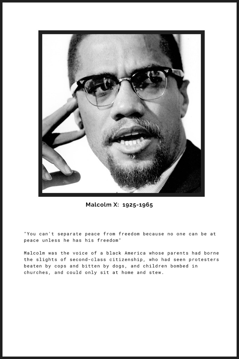 Malcolm X Poster, Print at Home Poster, Black History Poster, Malcolm X