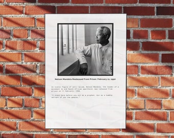 Nelson Mandela vrijlating uit de gevangenis poster, geschiedenis klas decor, afdrukbare poster Nelson Mandela, geschiedenis leraar geschenken, Instant Download
