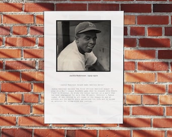 Póster imprimible de Jackie Robinson, regalo de entrenador de béisbol, impresión de arte histórico, póster deportivo, regalo del mes de la historia negra, póster de béisbol