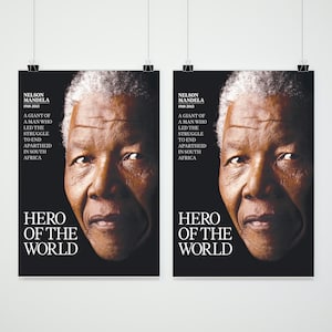 Nelson Mandela Poster, Printable Wall Art, Vintage Magazine Covers, Old Newspaper Headlines, History Teacher Gifts, PDF Print South Africa