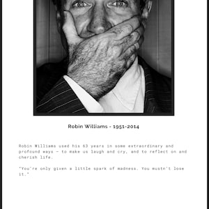 Robin Williams Art Poster With Quote, Wall Decor, Comedian Wall Poster, Minimalist Wall Art, Robin Williams Poster, Instant Download