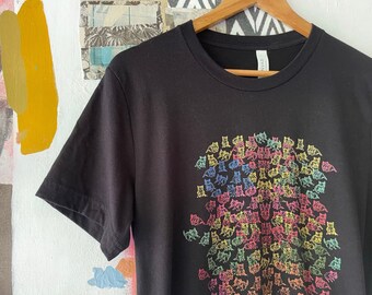 Cat Lover Cotton Tee: Colorful Kitten Print