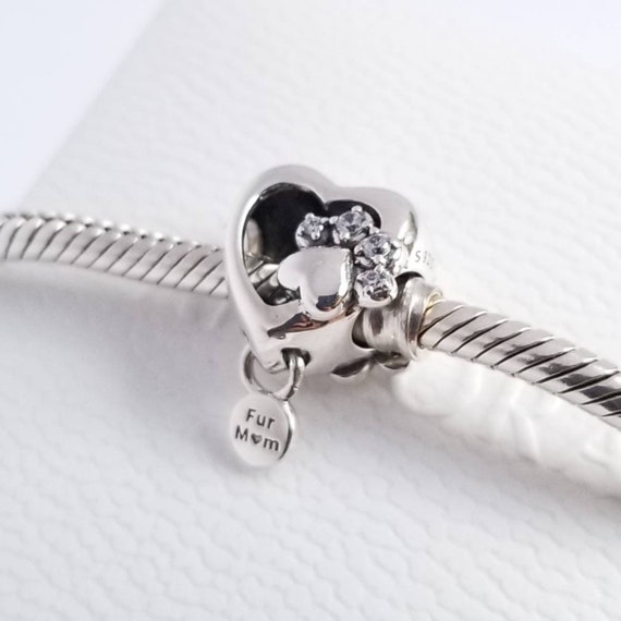 Always in My Heart Sparkling Paw Print Dangle Charm