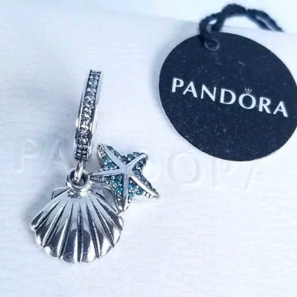 Pandora Tropical Starfish Seashell Charm #792076CZF Sea Summer Ocean Dangle Authentic New with Tags, with Gift Box