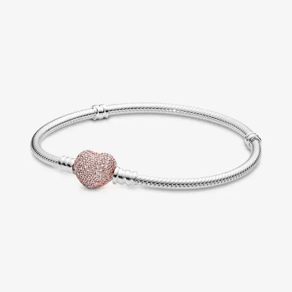 Inspired Silver Silver Pave Heart Charm for Bracelet with Cubic Zirconia Jewelry 