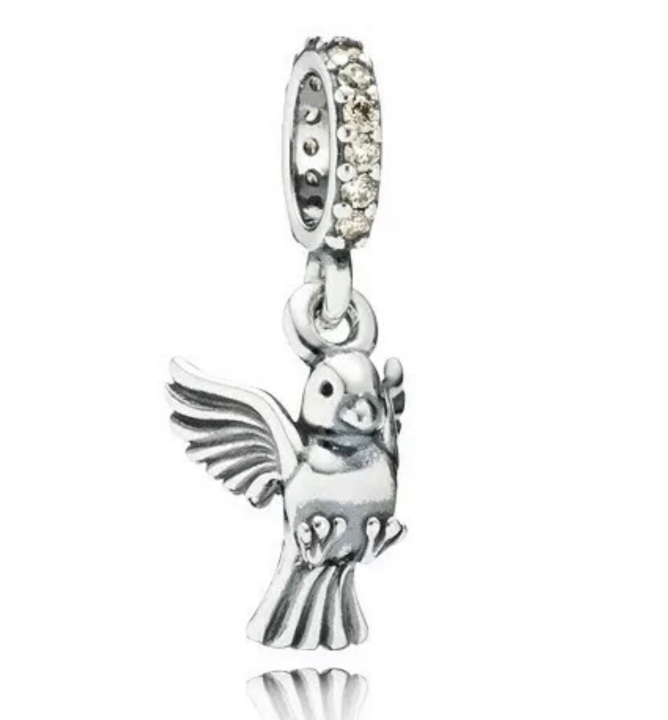 Pandora Dove Piece Dangle Charm con Champagne Etsy