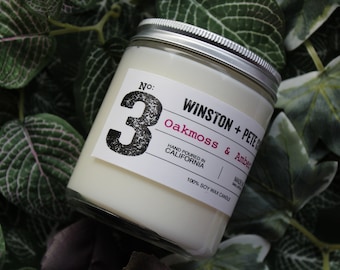Oakmoss & Amber Soy Candle – 8oz Hand-Poured Scented Candle – Cozy Home Decor, Gift for Him and Her