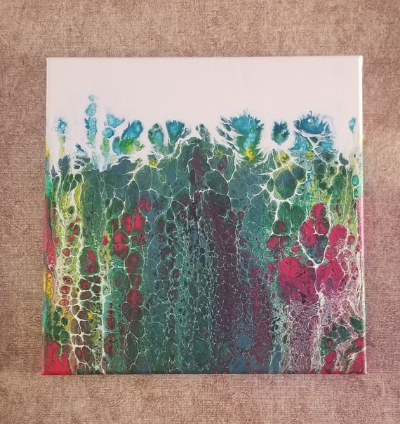 12 X 12 Acrylic Paint Pour on Canvas. Etsy