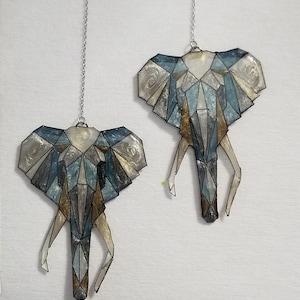 Handmade wire and Resin Geometric Elephant Threader Earrings