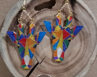 Handmade wire and Resin Geometric Giraffe earrings