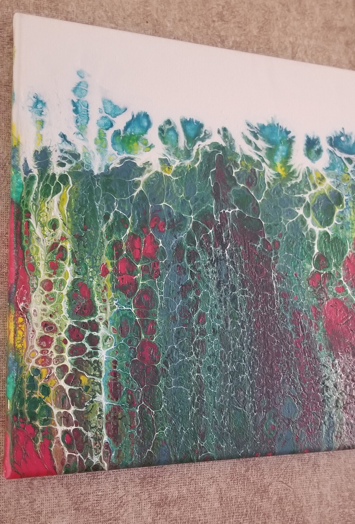 12 X 12 Acrylic Paint Pour on Canvas. Etsy Canada