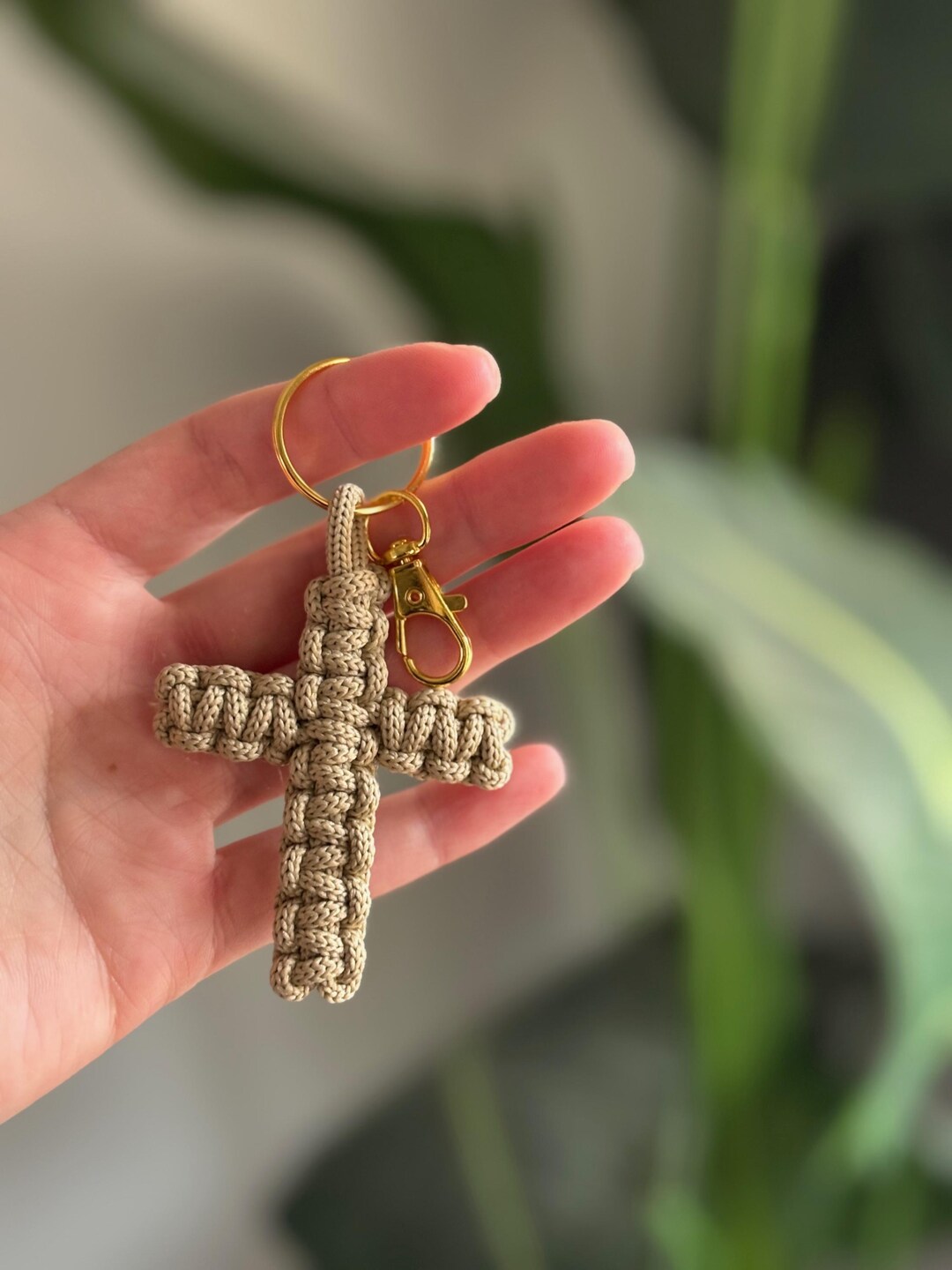 Macramé Cross Keychain | Handmade Faith Gift | Boho Keychain ...