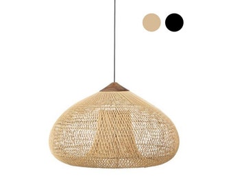 Drum Lamp - 60cm Small | Rattan lamp shade & light fitting - Wicker lamp Rustic pendant light Natural rattan chandelier boho Pendant Light