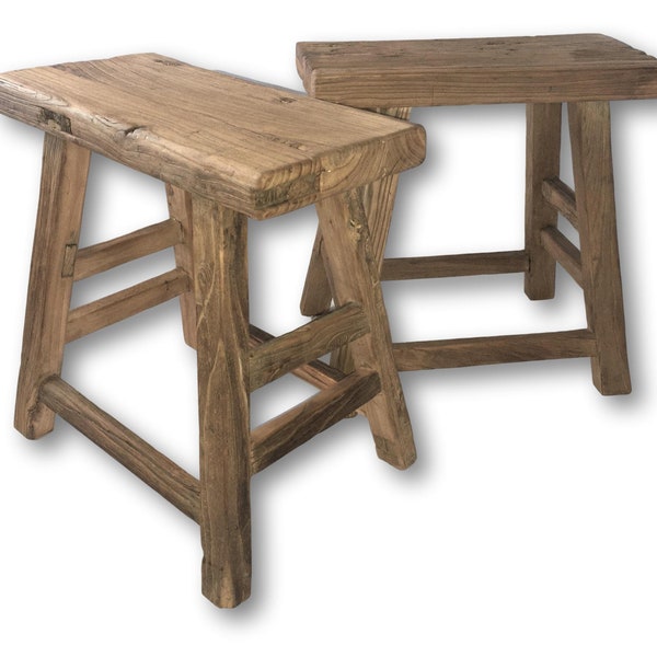 Grote oude schuur rustieke kruk - 50-60cm hoogte | Rustieke Zetel Boerenkruk Elm Kruk Rustieke Bijzettafel Antieke Krukken rustieke nachtkastjes