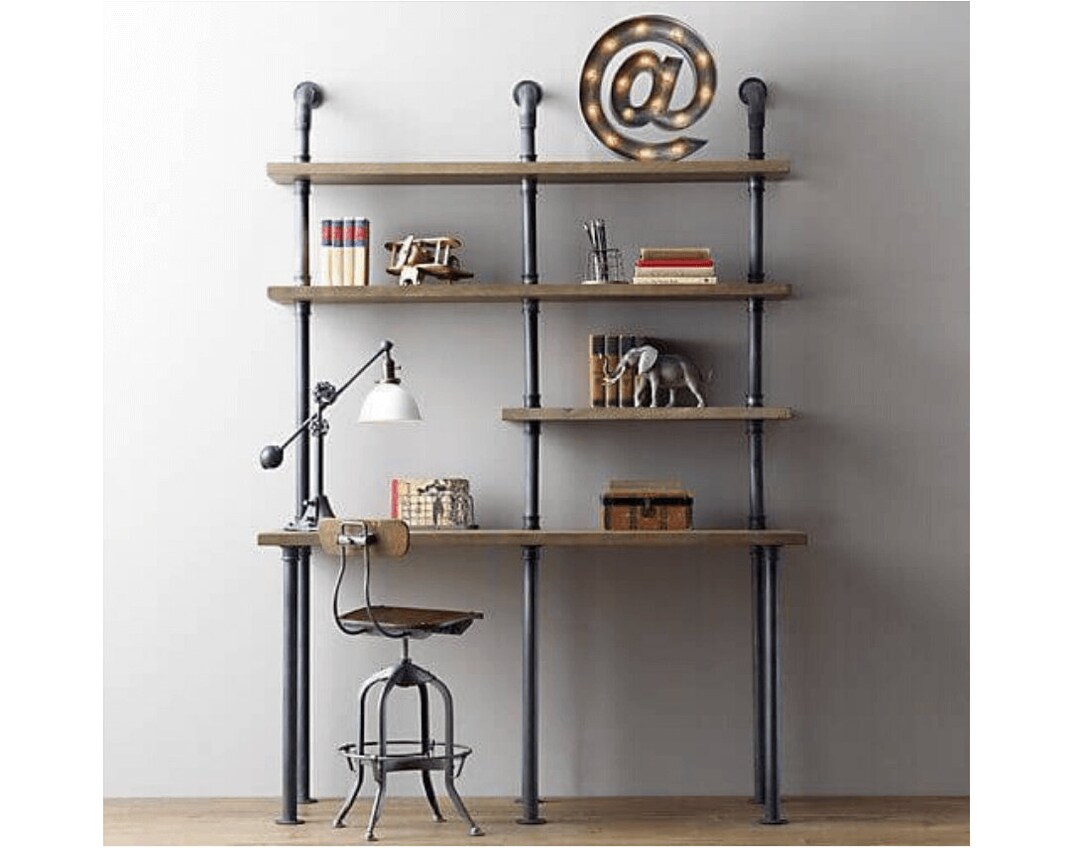 Industrial Pipe Office Desk 66cm Depth Desktop Industrial Desk Rustic