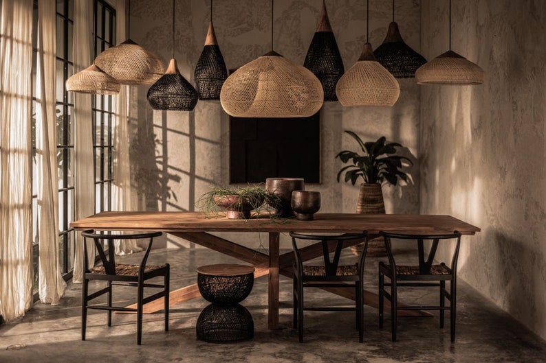 Harp Lamp Large Rattan Lamp Shade & Light Fitting Wicker Etsy