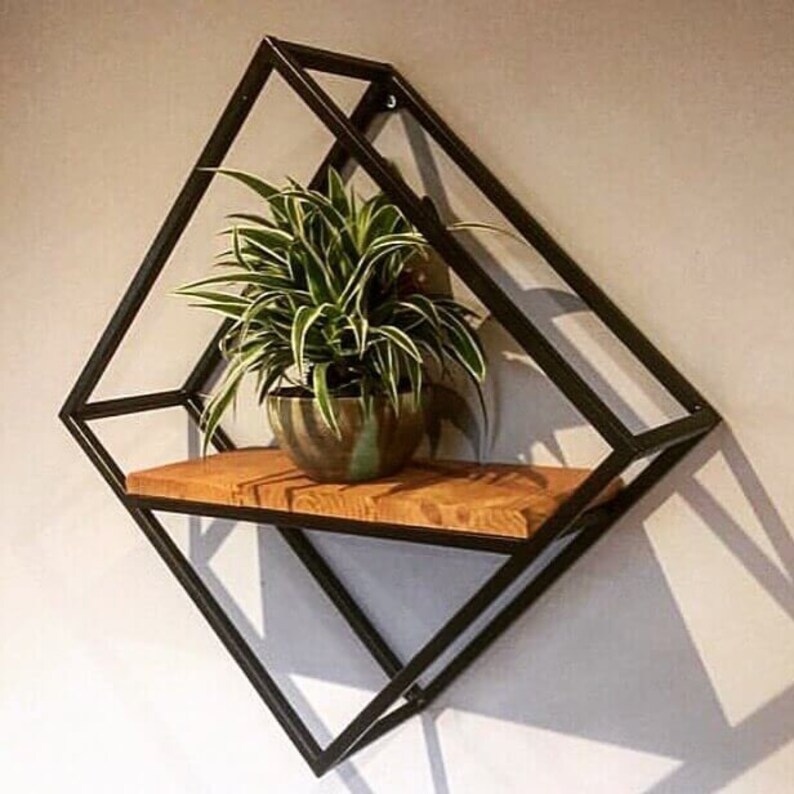 Industrial Geometric Shelf Square Industrial Shelving Unit Etsy