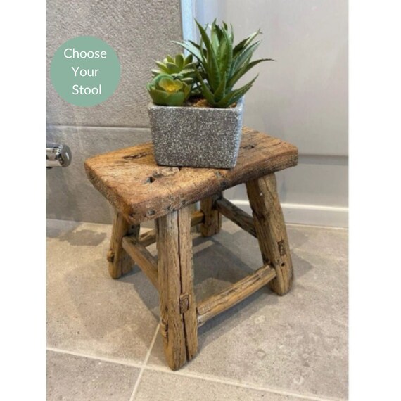 Small Rustic Stool Antique Milking Stool Rustic Farmhouse Stool