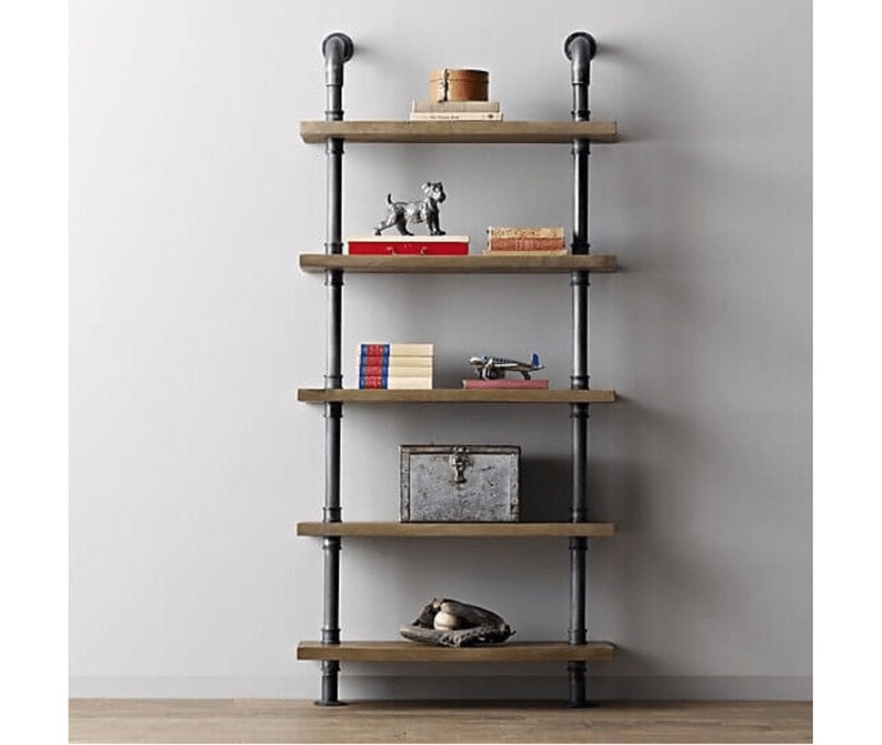 5 Shelf Industrial Chunky Pipe Shelving Unit Rustic Shelving Etsy UK