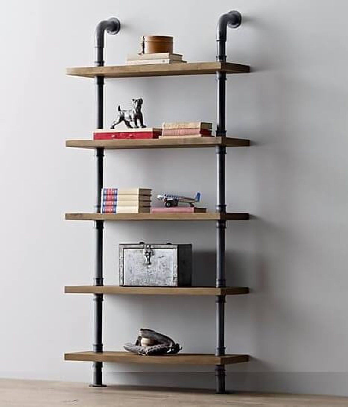 5 Shelf Industrial Chunky Pipe Shelving Unit Rustic Shelving Etsy UK