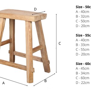 Alter Scheunen Rustikaler Hocker 3 Größen 50/55/60cm Vintage rustikaler Holzhocker Rustikaler Hocker Bauernhaus Hocker Melkhocker Antiker Ulmenhocker Bild 3