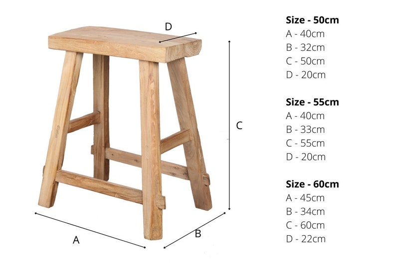 Alter Scheunen Rustikaler Hocker 3 Größen 50/55/60cm Vintage rustikaler Holzhocker Rustikaler Hocker Bauernhaus Hocker Melkhocker Antiker Ulmenhocker Bild 3