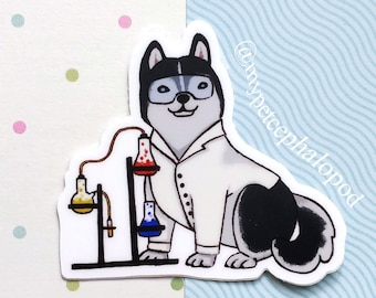 Husky LAB DOG SCIENCE stickers | Biology Chemistry Microscope Programming Cell Culture
