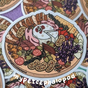 Charcuterie Cell Vinyl Sticker | Science Biology STEM Molecular Food Sciart Food Meat and Cheese Board