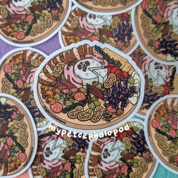 Charcuterie Cell Vinyl Sticker | Science Biology STEM Molecular Food Sciart Food Meat and Cheese Board