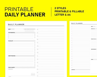 Printable Daily Planner Pages, 2 Styles