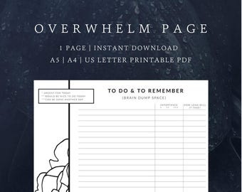 Overwhelm & Procrastination Busting Planner Page | Procrastination Beating Planner Printable | Daily Planner |  A4/A5/US Letter