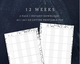 Evergreen 12 Week Planner Pages | Quarterly Undated | Planner Printable | Vertical A4/A5/US Letter