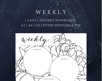 Weekly Planner | Planner Printable | Minimalist Circles |  A4/A5/US Letter