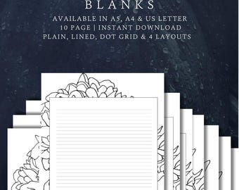 Planner Blank Pages Bundle | Plain, Lined & Dit Grid | Planner Printable | A5, A4 and US Letter