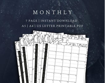 Evergreen Monthly Planner Pages | AM:PM Undated | Planner Printable |  A4/A5/US Letter