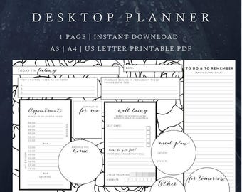 Desktop Planner Printable | Daily Schedule, Appointments (PDF A3/A4/US Letter)