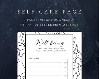 Daily Self Care Planner Page | Cycle & Well-Being Tracker Planner Printable | Daily Planner |  A4/A5/US Letter