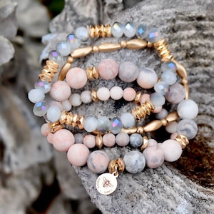 Ensemble De Bracelets Perles Femme – Tons Blanc, Rose Et Doré – Bijoux Bohème Chic Et Romantique – Bracelet Perles Miyuki